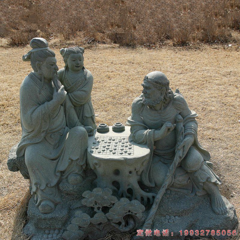 游乐场下棋人物铜雕（1）