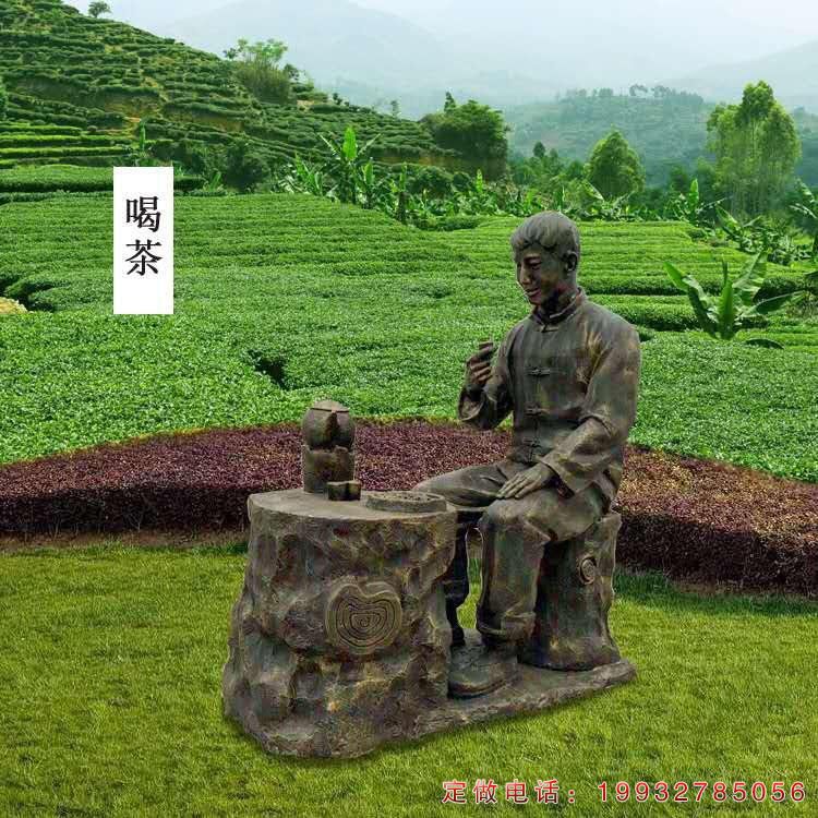 采茶人物茶文化铜雕