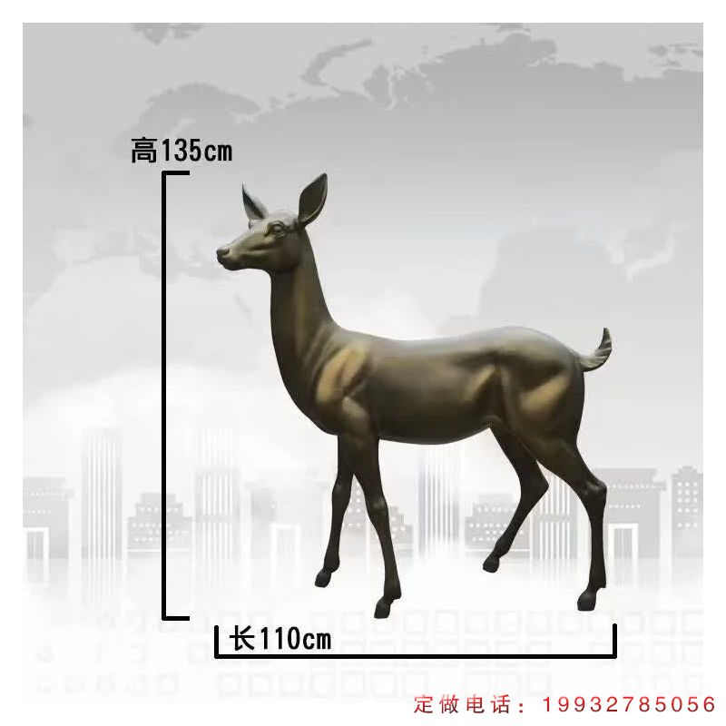 公园小鹿铜雕 (2)