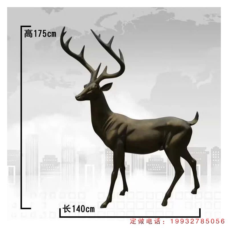 公园小鹿铜雕 (1)